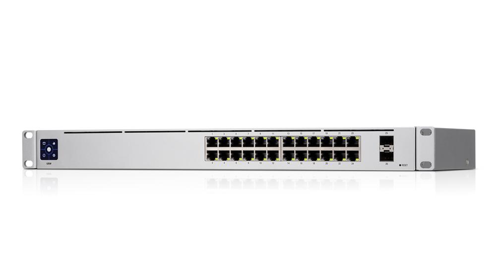 Layer 2 switch with (24) GbE RJ45 ports and (2) 1G SFP ports • USW